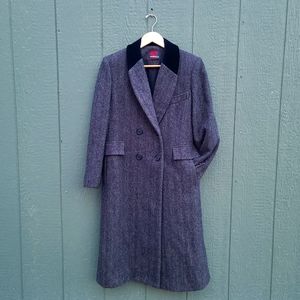 Vintage 1970's Montello MacKintosh Herringbone Tweed Wool Chesterfield Coat 10